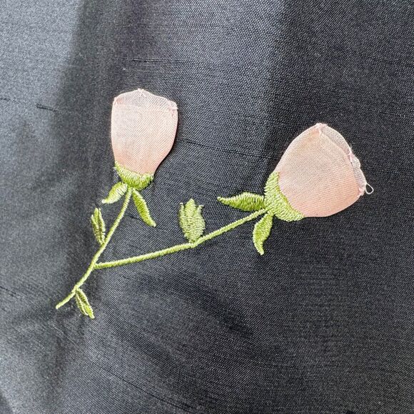 Rena Rowan Silk Blouse Women's 16W Black Pink Floral Embroidered Sleeveless Top - Picture 5 of 11